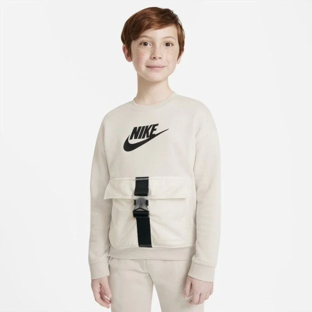 Nike Sweatshirt Kids Large Desert Sand Long Sleeve Crew Neck Pullover GBO156